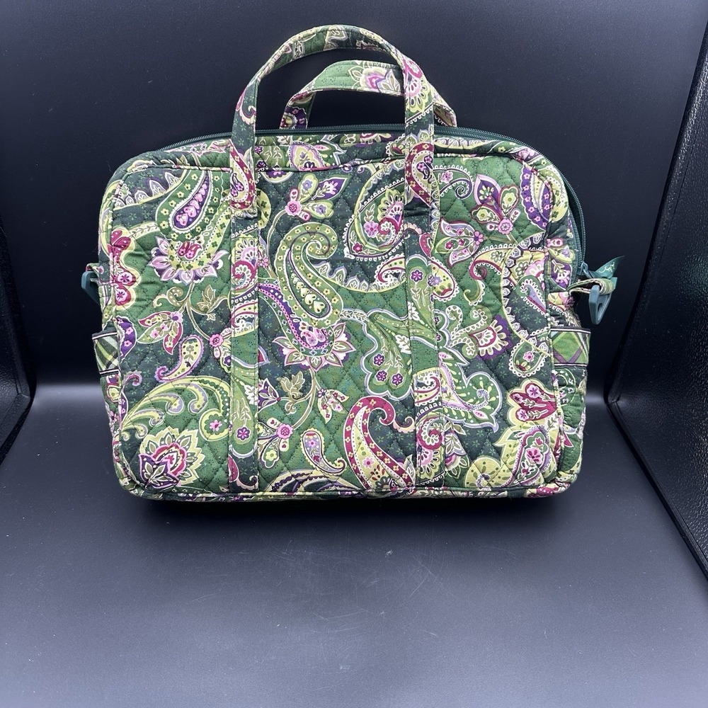 Vintage Vera Bradley Chelsea Green Computer Messenger Bag 2005 Retired No Strap - Picture 2 of 7
